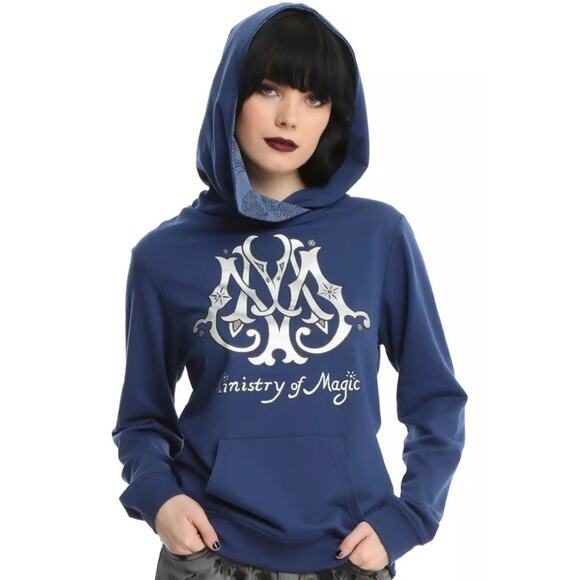 Harry Potter Ministry Of Magic JUNIORS Girls Cowl Neck Hoodie 2XL Hot Topic Blue - Picture 3 of 3